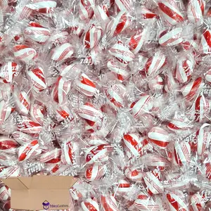 Red & White Cylinder Shaped Mint Candy Twists, 1 lb.