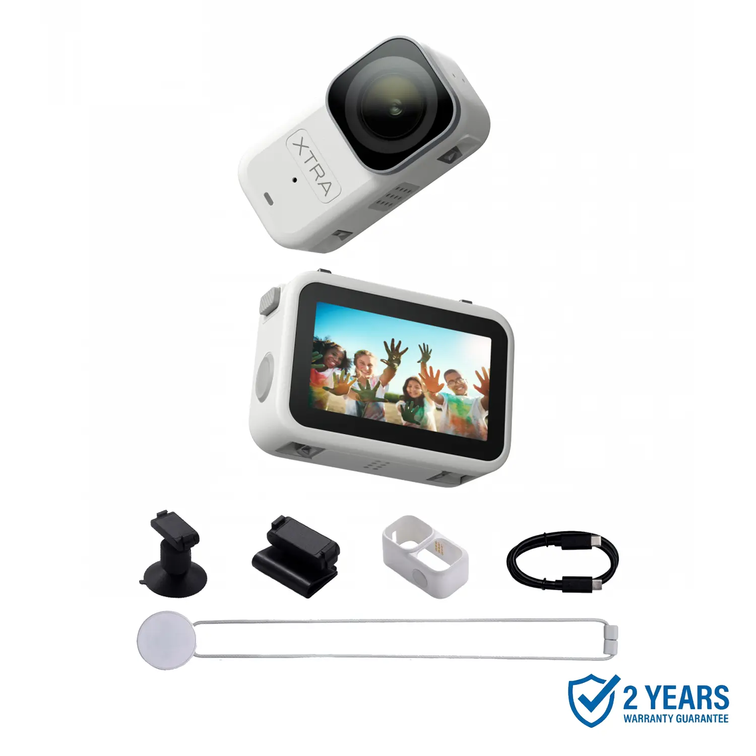 Xtra Atto Wearable 4K Action Camera, 54 g, Light and Compact, 1/1.3″ Sensor, 4K/60fps Video, 220‑Min Max Recording, 5-Min Pre-Recording, Built-in Stabilization, 128GB Storage, 600MB/s Fast Transfer