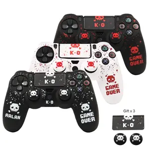 RALAN Silicone Game Controller Protective Case Cover with 2 Thumb Grip Cap & 1 Touch Screen Sticker, Game Controller Protector, Console Accessories for PS4