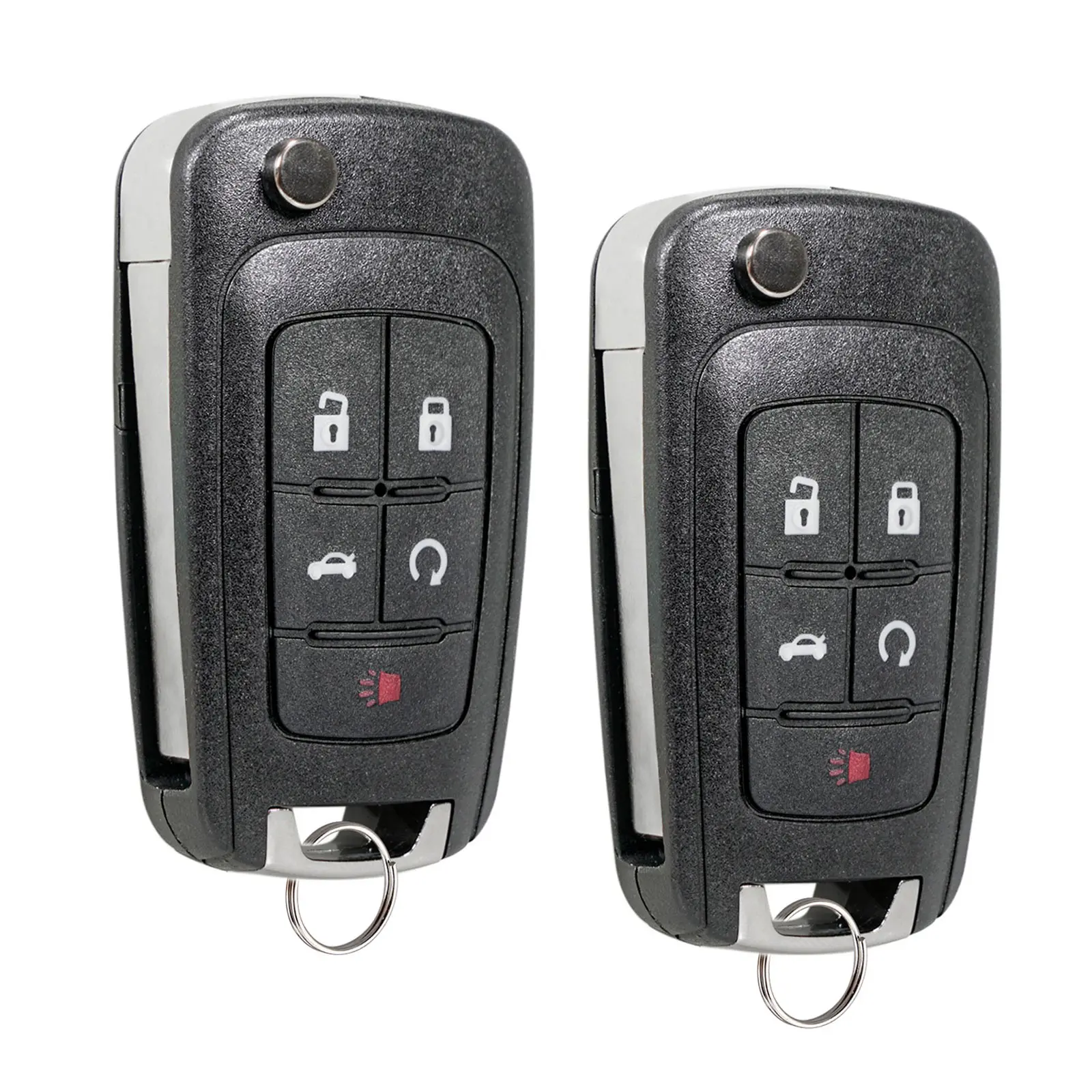 Car Key Accessory Multipack - 2-Pack 5-Button Flip Remote Key Fob Shell Case Replacement for 2011-2016 Chevrolet Cruze, Sonic, Equinox, GMC Terrain, Buick LaCrosse, Regal, Verano