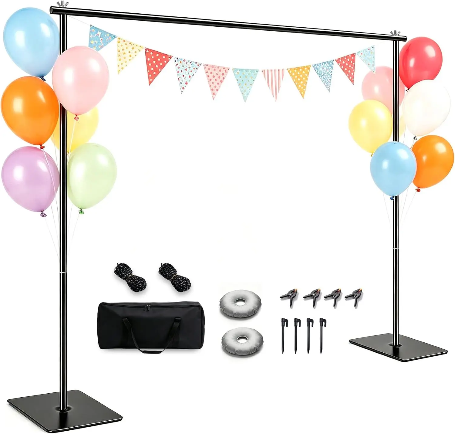 Backdrop Stand,10x7ft(WxH) Adjustable Photo Background Stand with Upgrade Rod,Heavy Duty Flat Base,Metal Pipe and Drape Frame for Wedding,Birthday Party,Decorations,Photography Studio