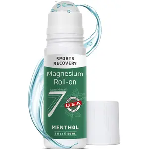 Seven Minerals Magnesium Roll On Stick with Menthol for Pain Relief - Cooling Magnesium Oil for Sports Recovery, Sore Muscles, Backache - Fast Acting - All Natural Alternative, 3 Fl Oz