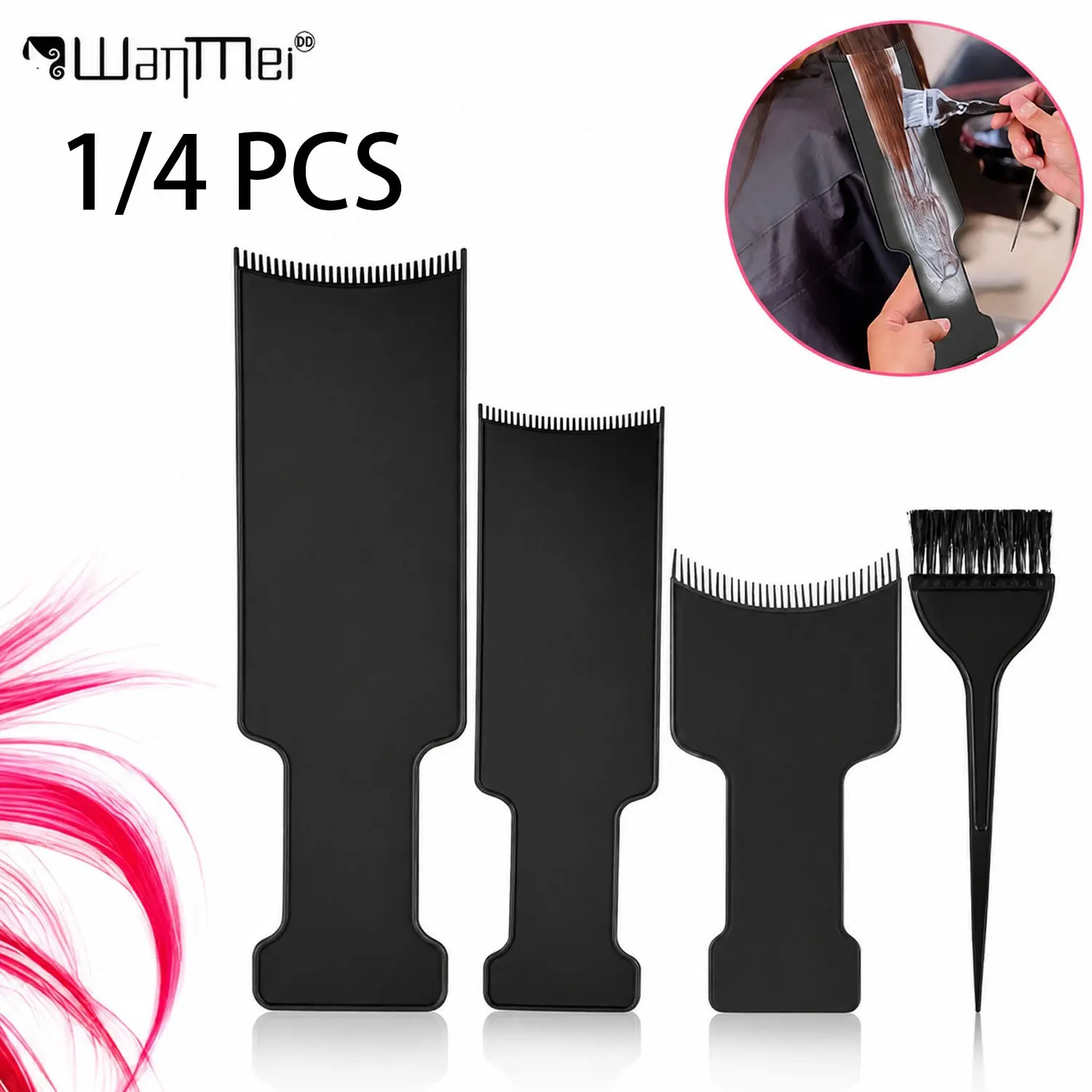 4PCS Hair Dye Brush & Comb Set, Professional Salon Hair Coloring Kit with Highlighting Paddle, Tint Brushes & Comb, Easy-Clean Dye Application Tools for Hair Dyeing, Root Touch Up, Highlights, Balayage & Home Hair Styling