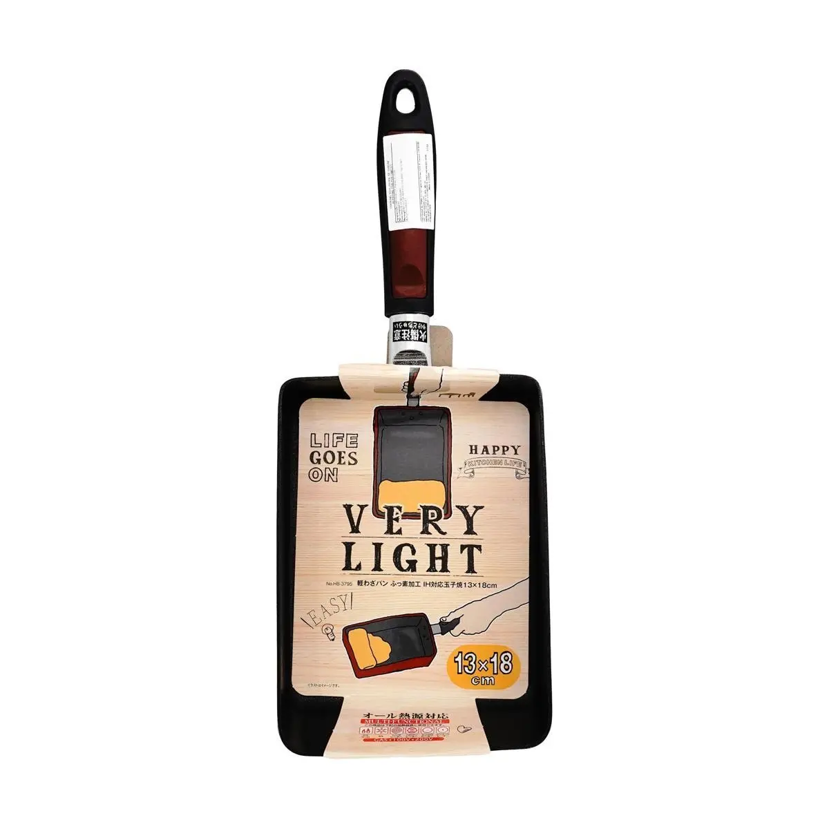 PEARL LIFE Japanese Tamagoyaki Pan - Non-stick Square Omelette Pan for Rolled Omelets, 13x18cm