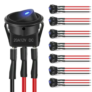 8Pcs 12V 20A Round Toggle LED Switch With Wires 8Pcs 12V 20A Round Toggle LED Switch With Wires