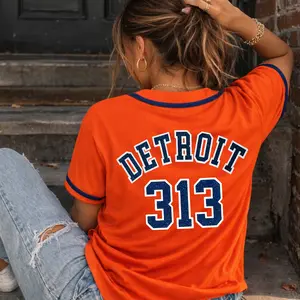 TOP SELLER: Sparkle Detroit 313 Baseball Jersey Full Length