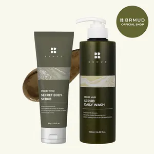 BRMUD Relief Mud Spa Bundle - Secret Body Scrub & Daily Body Wash, Exfoliating & Moisturizing Duo, Gentle Hydrating Gel for Smooth, Clear Skin, Salicylic Acid, Sensitive Skin Care