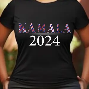 Patriotic Kamala Harris 2024  Debate Women Cotton T-Shirt - Short Sleeve Fitted V-Neck Tee Top Womenswear Crewneck Comfort Lady Streetwear Tshirt, Election tee. Kamala Harris 2024