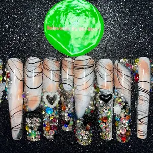 Press On Nails - Customizable Design with Unique Shapes, Clear Base, and Decorative Accents