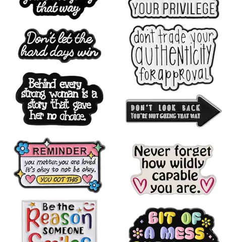 10Pcs Positive Message Badges Motivational Slogan Theme Encouragement Social Advocacy Design Self Empowerment Quotes for Daily Inspiration Accessory Backpack Office Decoration Mental Wellness Gift Set