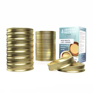 Wide Mouth Lids & Bands - 12 Sets per Box, 12 Boxes per Package, Perfect for Bulk Use & Multiple Projects, Drinkware
