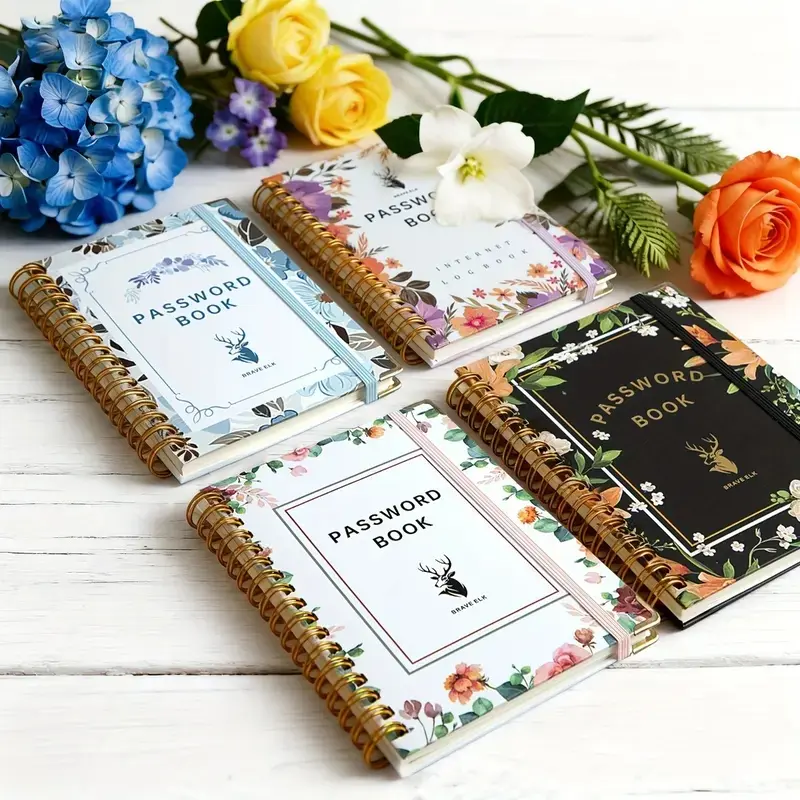 Brave Deer Floral Password Lock Notebook B6, Premium Thick Paper Cute Bookmark Portable Privacy Journal Multi-color Aesthetic Daily Planner-MM1