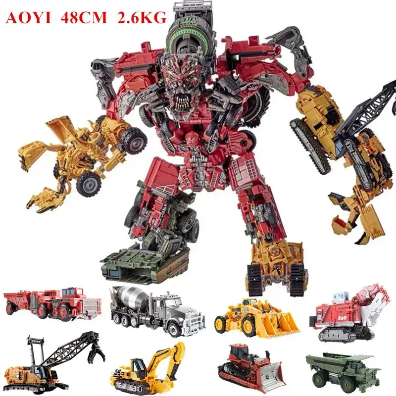 DD02 Anime Transformation Toys AOYI 8 IN 1 Cool Action Figure Scrapper Model G1 KO SS60 Devastator Engineering Car Robot Kid Boy