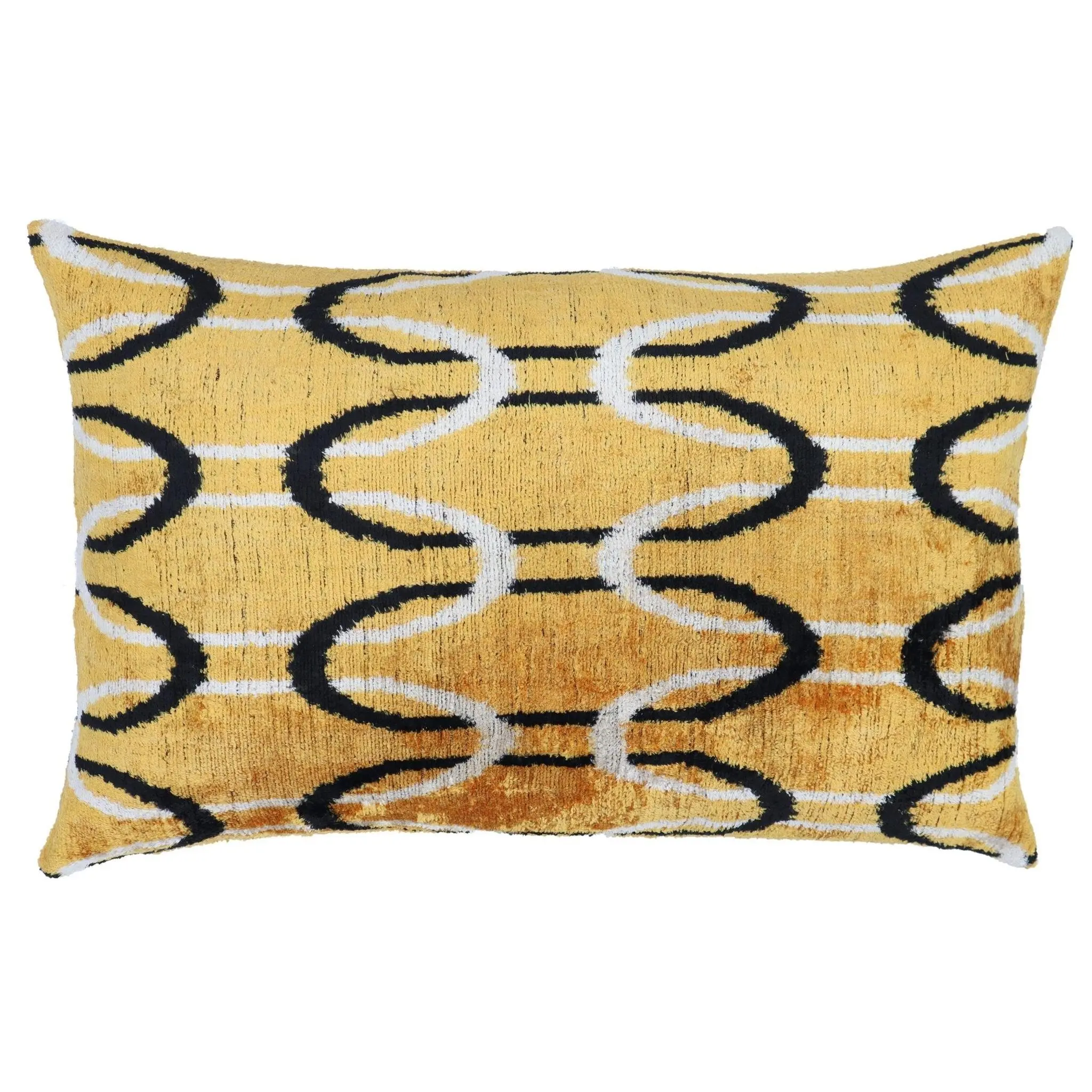 Canvello Soft Velvet Silk Gold Bkack Couch Cushion with Fown Insert - 16x24