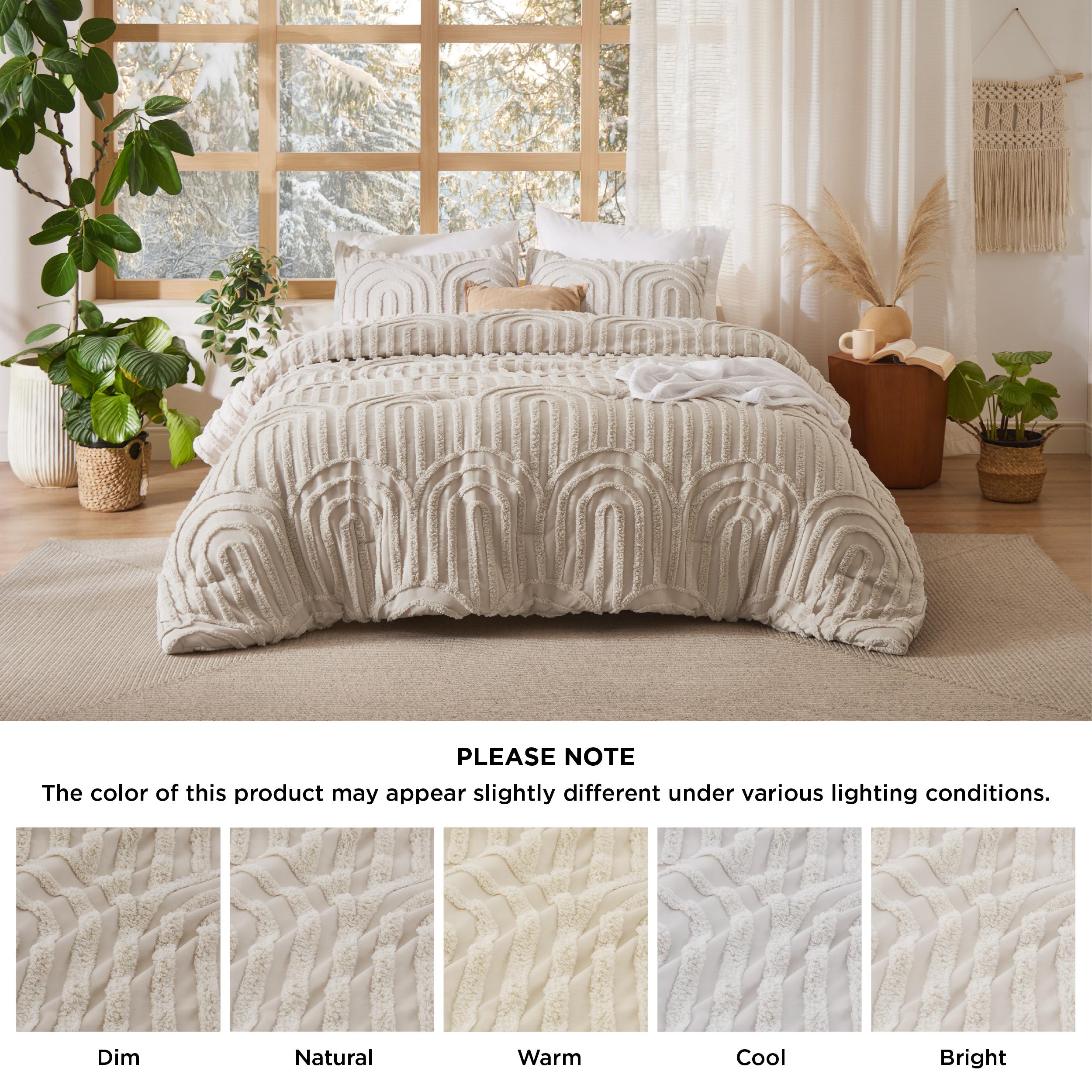 Bedsure Boho Arch Tufted Comforter Set - Beige Boho Bedding Comforter Sets, 3 Pieces Farmhouse Shabby Chic  Embroidery Bed Set, Soft Fluffy Cozy Arch Pattern Comforter for All Seasons