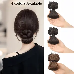 This easy-to-use hair accessory is a must-have for creating effortless messy buns.  Elegant and stylish, this donut bun hairpiece features an elastic clip-in design, made from heat-resistant synthetic fiber. Its versatile design suits all hair types, prov