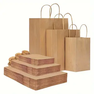 10pcs, 3 Sizes Brown Paper Bags with Handles Assorted Sizes Gift Bags Bulk, Kraft Paper Bags for Small Business, Shopping Bags, Bags, Party Bags, Merchandise Bags, Favor Bags