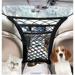 3-Layer  Mesh Organizer, Seat  Net Bag, Driver Storage Netting Pouch, Barrier of Backseat Pet , Cargo Tissue Purse Holder(Upgrade Stretch Length)