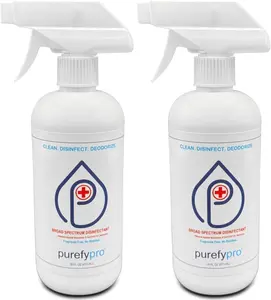 Disinfectant Spray (16oz, 2pk) No Rinse. No Residue. Kills 99.9999% MRSA, Norovirus, Flu Virus, and Fungi, Drug Resistant Germs. Suitable for All Surfaces