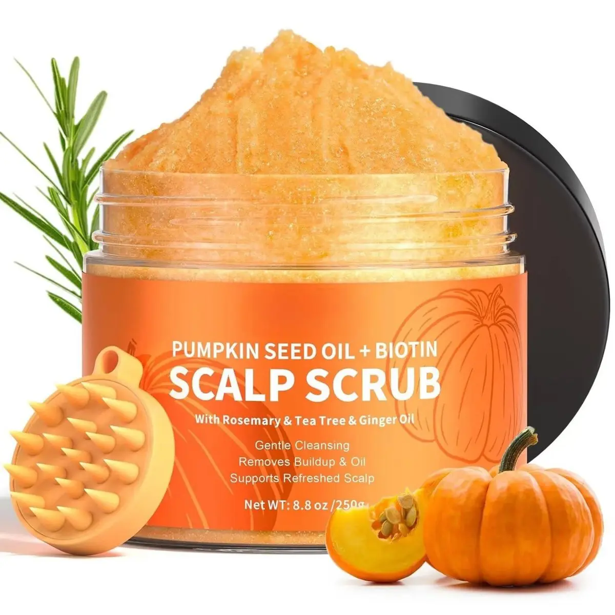 Scalp Scrub, Scalp Exfoliator With Biotin & Rosemary, Sulfate Free Scalp Detox for Itchy Scalp & Dandruff & Buildup Removal & Hair Growth, Hair Scrub with Scrubber