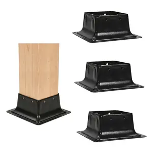 Garvee Heavy Duty 4x4 Post Base Bracket – Black Powder Coated Steel Deck Anchor – Includes Screws – Internal Size 3.6" x 3.6" – Ideal for Wood Posts in Pergolas, Porches, Fences, Railings – 3-Pack