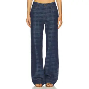 LIONESS Top Model Jeans in Indigo Plaid
