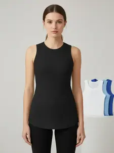 Women's Solid Ribbed Sports Tank Top, Breathable Sleeveless Gym Tops for Yoga Gym Workout, Ladies Sportswear for All Seasons