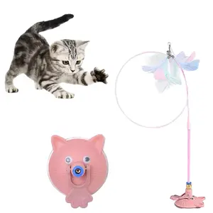 Cat Teaser Stick Interactive Cats Toy Suction Cup Cat Wand Elastic Rope Pet Toys Funny Cat Accessory Hanging Cat Toys for Pets Supplies Kittens cat stuff cat toy