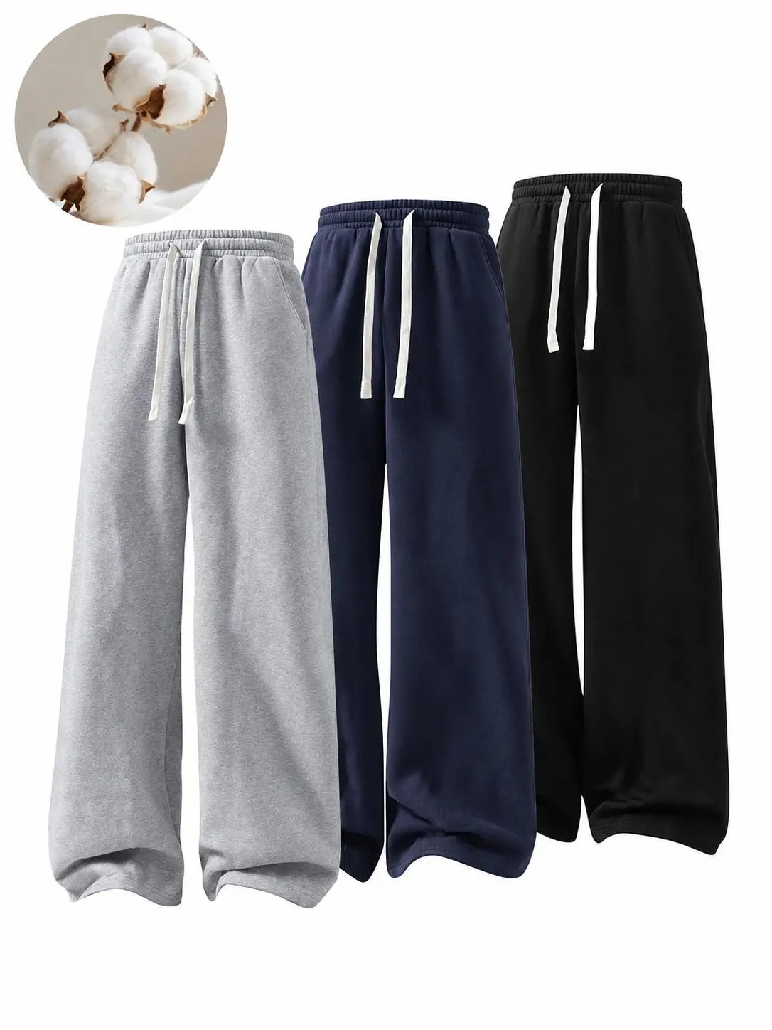 Men's Solid Thermal Lined Drawstring Waist Pants, Casual Comfy Loose Fitting Trousers for Fall & Winter, Men's Bottoms for Daily Wear, Relaxed Fit Sports Jogger Sweatpants Menswear sweatpants men pants men Outfit Socks ,Elastic,Moisture-,,Hiking,Snowpants