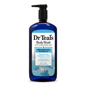 Dr Teal's Restorative Minerals Body Wash with Pure Epsom Salt, Magnesium, Potassium & Zinc, 24 Fl Oz, Hydrating & Nourishing Shower Gel