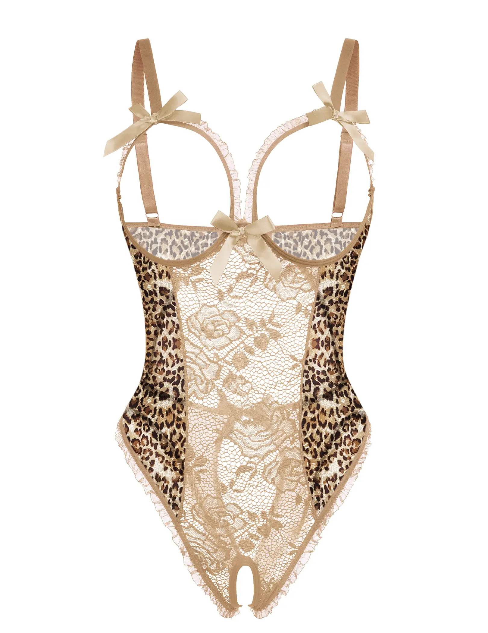 Avidlove Women's Backless Floral Lace Babydoll Mini Bodysuit with Cutout Bra & Adjustable Straps for Everyday & Bridal Wear Fitted Lingerie Piece Bride