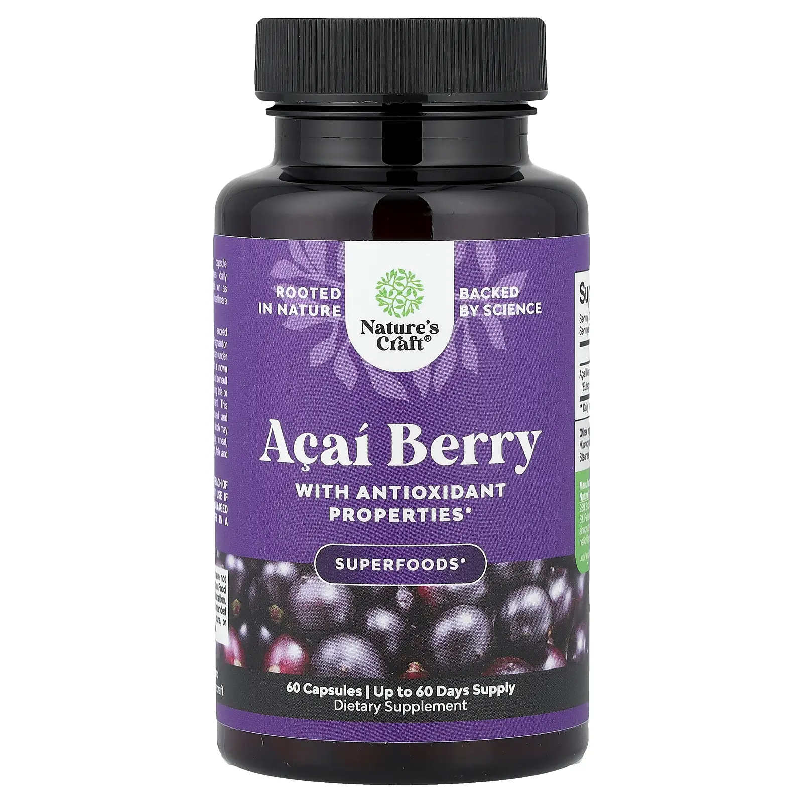 Nature's Craft Acai Berry, 60 Capsules (600 mg per Capsule)