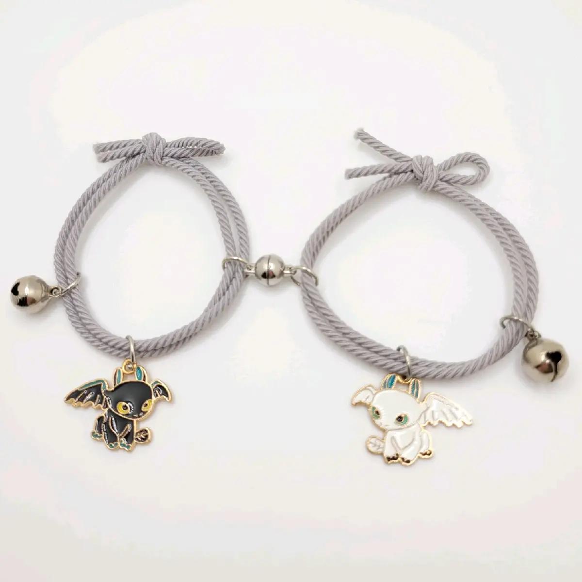 Matching couples bracelets train dragon magnetic gray