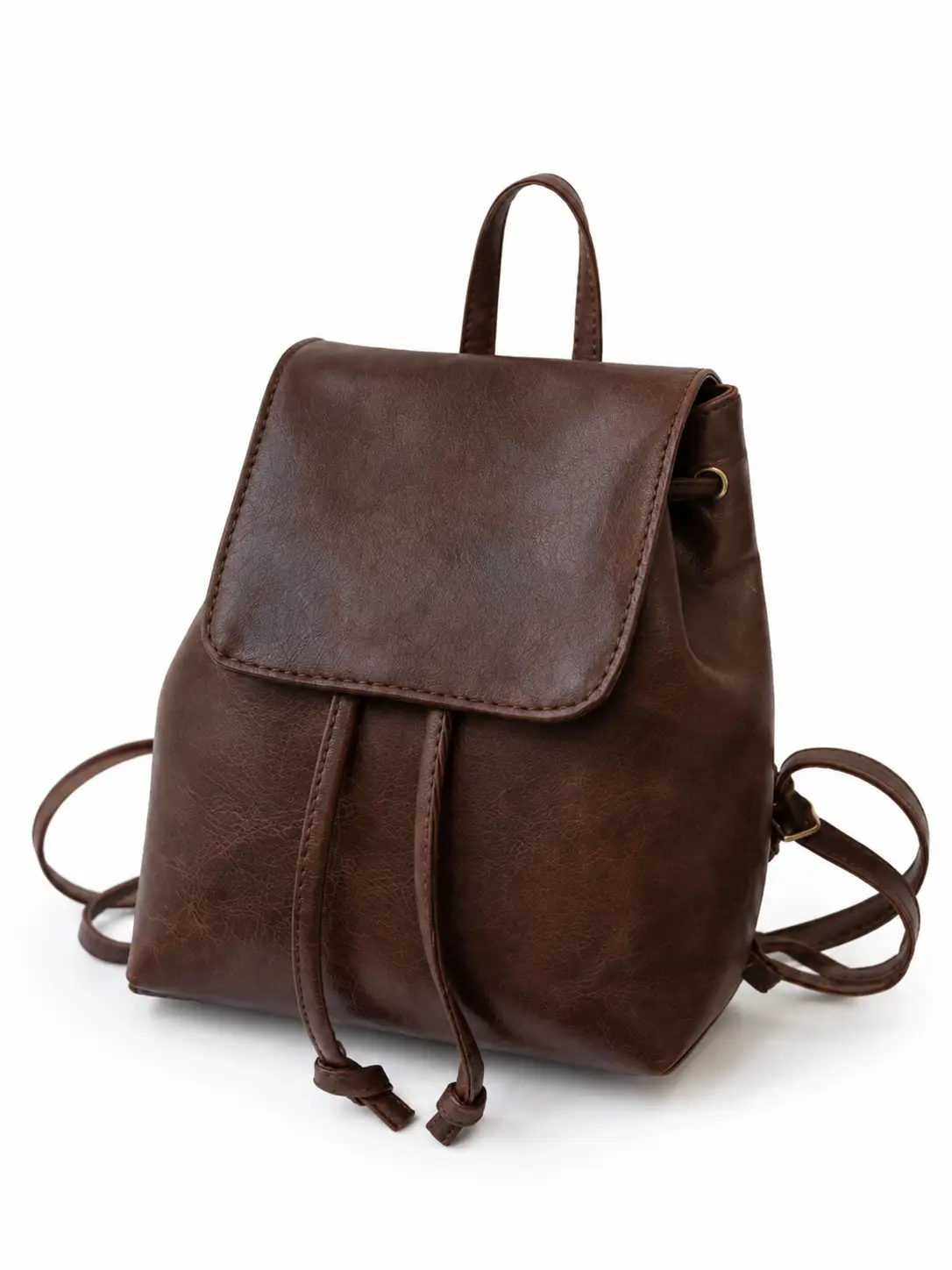 AURIVA Vintage Series Women's Leather Backpack Purse - Female Casual Plain Retro Shoulder Bag, Multi-Pocket Travel & Everyday Handbag