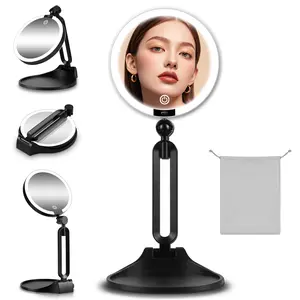 6-Inch Rechargeable Portable Magnifying Mirror with Light, 30X/1X Double-Sided, Dimmable LED Lighting, 360-Degree Adjustable, Foldable Travel Makeup Mirror for Christmas Decor, Led Dimmable Mirror