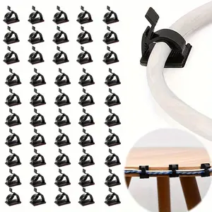 50pcs Upgraded Adjustable Cable Management Clips - Adhesive Cable Organizers for TV, PC, Ethernet Cables at Home and Office, Desk Accessories