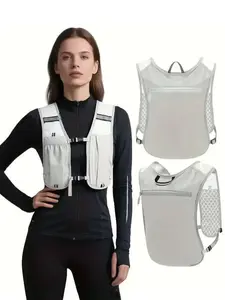 Lightweight Hiking Running Vest with Reflective Hydration Water Bag, Phone Storage Pocket, Sporty Style, All Seasons Use, Trail Running