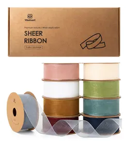 Vitalizart 1 Inch x 30 Yard Sheer Organza Ribbon Set Mixed Colors for Gift Wrapping, Wedding Bouquets, DIY Crafts, Spring Party Decor - Vitalizart Eco Friendly 3/9/15 Rolls Pack tiktokshopspringglowup