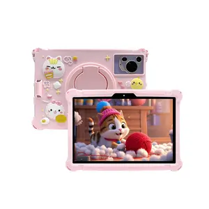 10.1 Inch Android Tablet, Cute Cartoon Design Tablet with Silicone Case, HD Touch Screen Tablet, Dual Camera Tablet, Gift for Kids