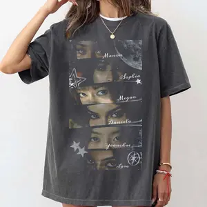 KATSEYE Members Eyes Stack Tee, K-Pop Group Shirt, 90s Bootleg Aesthetic Merch, Crew Neck T-Shirt, Short Sleeve, Unisex Vintage Top, Streetwear Style