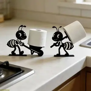 2pcs New Ant Shaped Paper Towel Holder Set, Creative Decor for Bathroom And Living Room, Multi Functional Toilet Roll Storage Ornament, Household Bathroom Accessories and Daily Supplies