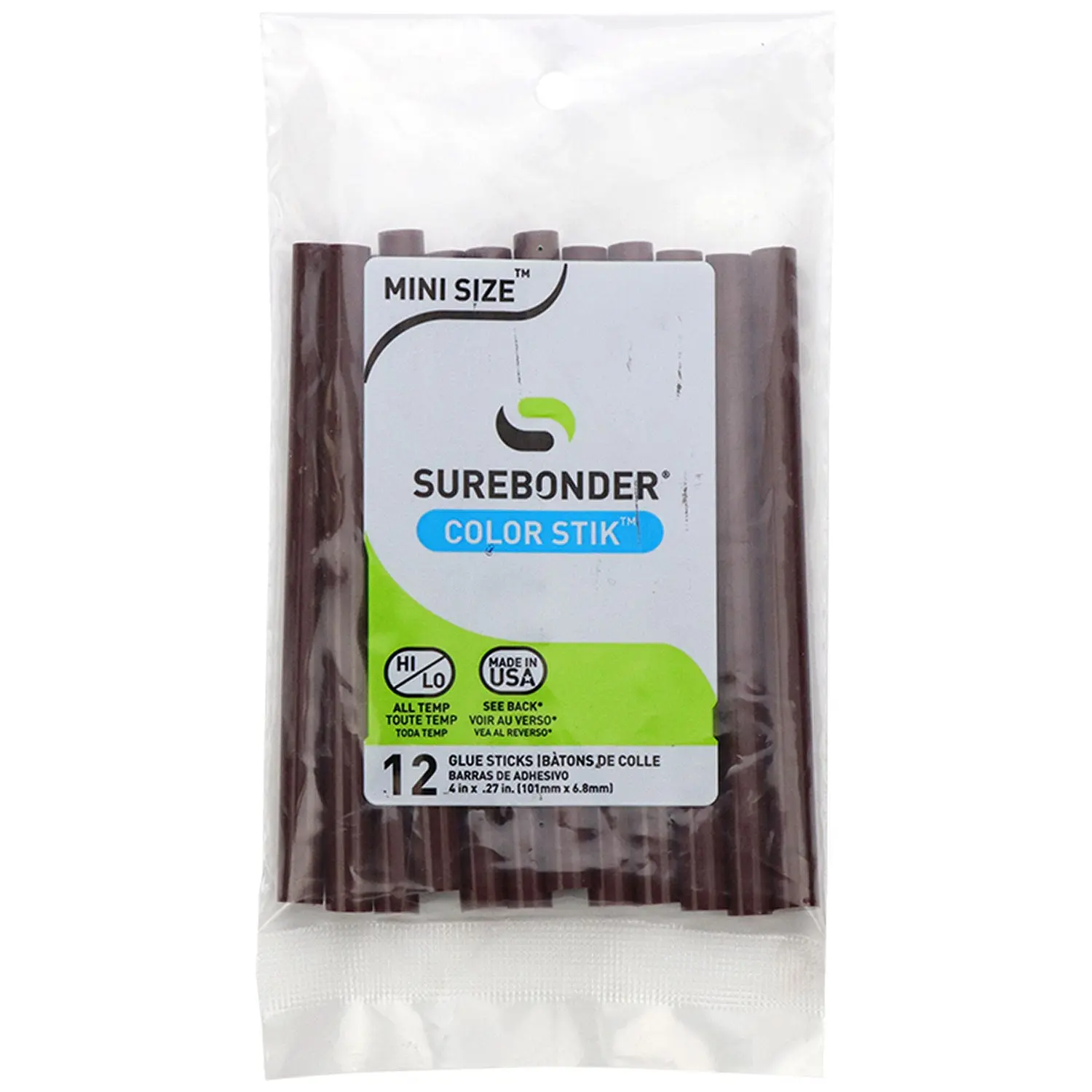 Color Stik 4" Mini Size Brown Hot Glue Sticks - 12 Pack