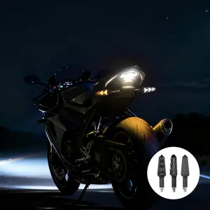 1Pair Motorcycle LED Turn Signal Light Fish Bone Shaped DRL Driving Light Water Flowing Flashing Light Rear Tail Brake Lamp