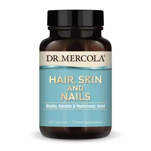 Dr. Mercola Hair, Skin and Nails, 30 Servings (30 Capsules), with Biotin, Keratin & Hyaluronic Acid, Dietary Supplement, Promotes Youthful Appearance