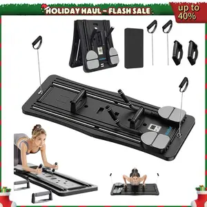 Pilates Board 4 in 1 Foldable Pilates Reformer Set, Multi-Purpose Sliding Fitness Board for Home Gym Workout Exercise