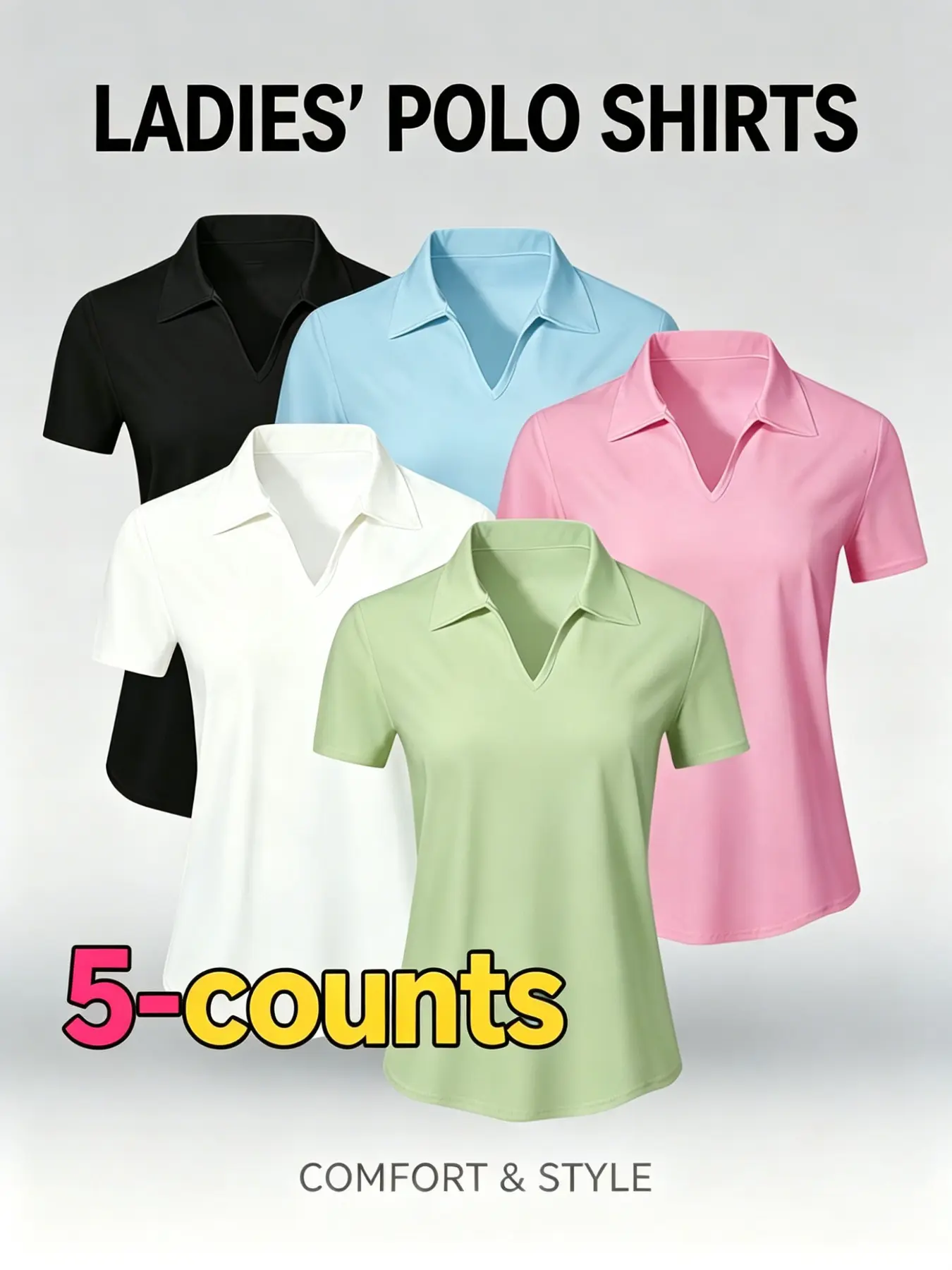 Women's Solid Color Sports Polo Shirt, Sporty Casual Breathable Comfortable Short Sleeve Collared Top for Golf Baseball Tennis, Ladies Sportswear for All Seasons