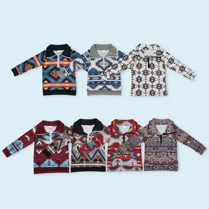 Western cowboy kids long sleeve pullover