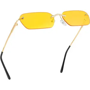 EyeconicFinds Rimless Sunglasses Y2K Sunglasses Retro Small Narrow Clear Eyewear Vintage Rectangle Sunglasses for Women Men B2643