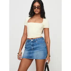 Paulette Denim Mini Skirt Light Wash