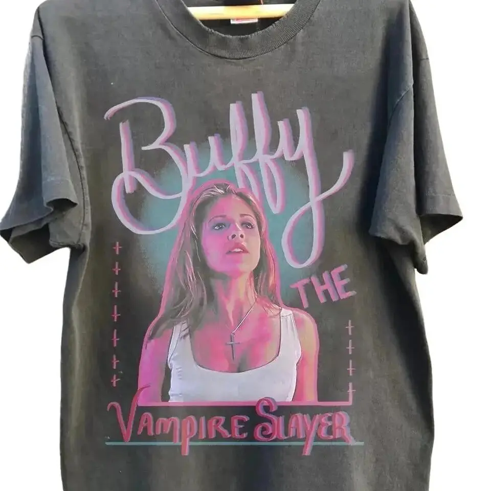Buffy The Vampire Slayer Shirt Graphic Retro Charcoal Unisex Tshirt Reprint, Graphic tee, Streetwear, Short sleeve, cotton, Top, Menswear
